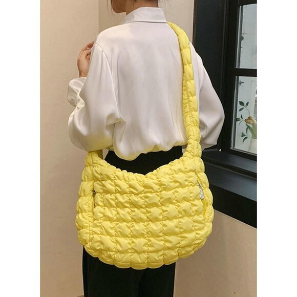 Women Quilted Tote Bag Large Capacity Crossbody Lightweight Puffer Shoulder - Picture 3 of 7